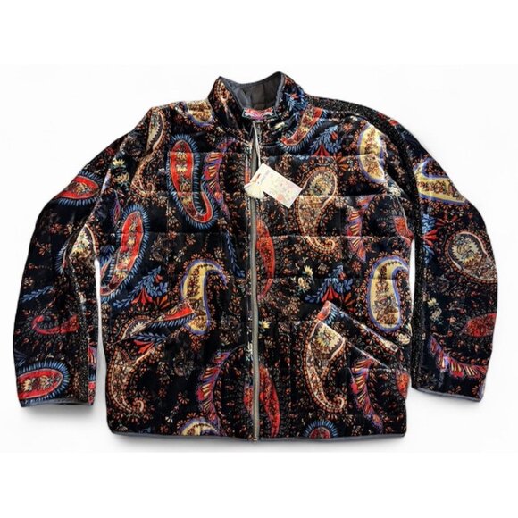 Johnny Was Sezana MEDIUM Dolman Quilted Jacket Paisley Coat Velvet Silk NEW $480 - Picture 1 of 15